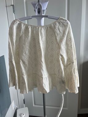 Altar'd State Cream Eyelet Peplum Blouse